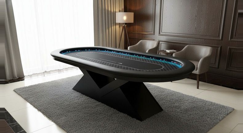 Mesa de Poker Luxo 10 Lugares Coluna V e LED RGB - L25
